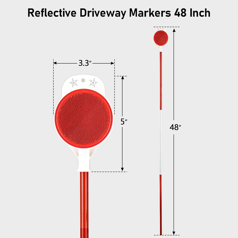 PoPoHoser Driveway Markers, 48 Inch Driveway Reflectors for Snow Plowing - Double Sided Reflective Driveway Markers Snow Stakes with Easy Visibility at Night and All Weather (4 Pack) - Image 3